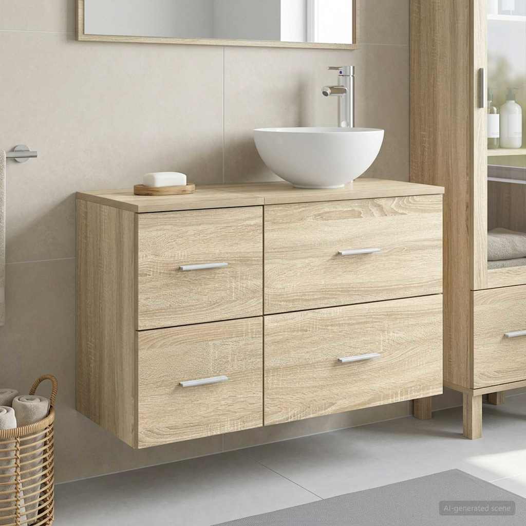 Bathroom Furniture Set 2 Pcs Engineered Wood