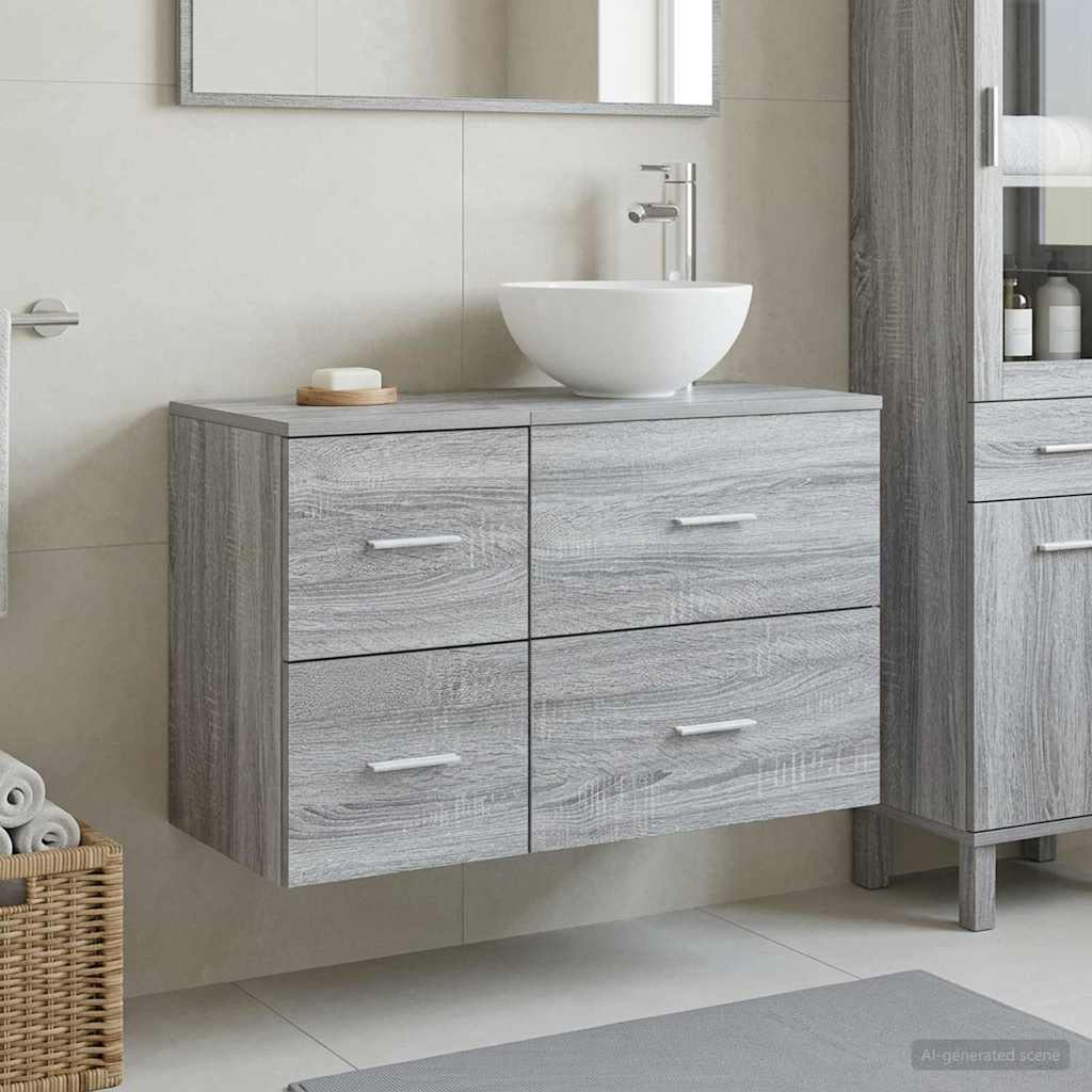 Bathroom Furniture Set 2 Pcs Engineered Wood
