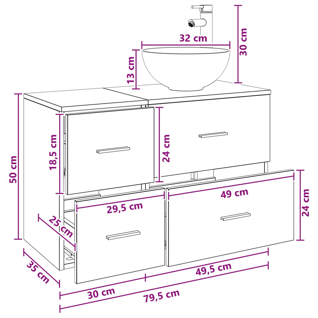 Bathroom Furniture Set 2 Pcs Engineered Wood