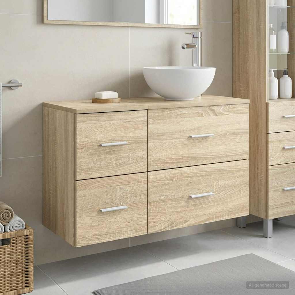 Bathroom Furniture Set 2 Pcs Engineered Wood