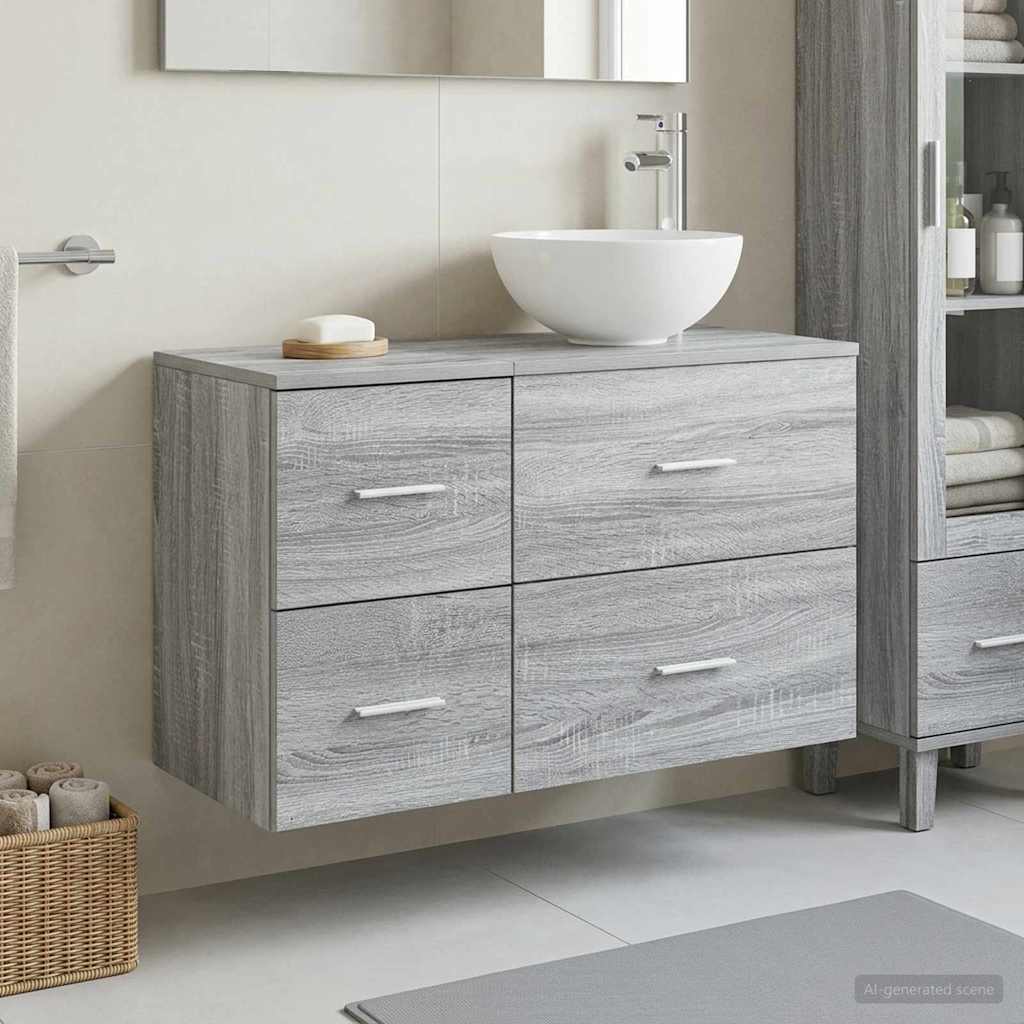 Bathroom Furniture Set 2 Pcs Engineered Wood