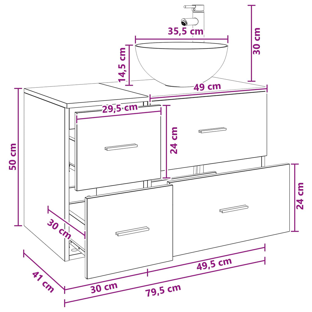 Bathroom Furniture Set 2 Pcs Engineered Wood