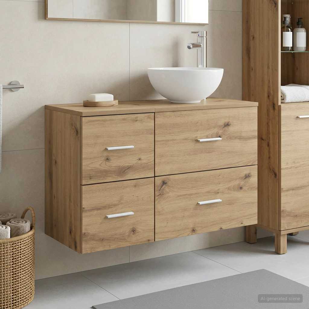 Bathroom Furniture Set 2 Pcs Engineered Wood