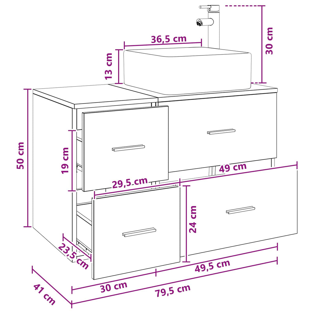 Bathroom Furniture Set 2 Pcs Engineered Wood