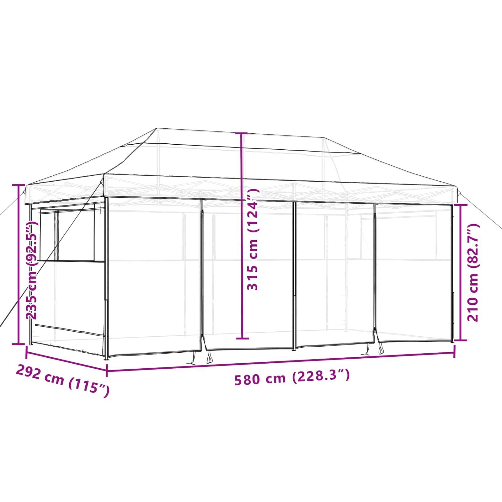 Party Tent Folding 292 X 580 X 315 Cm Oxford Fabric