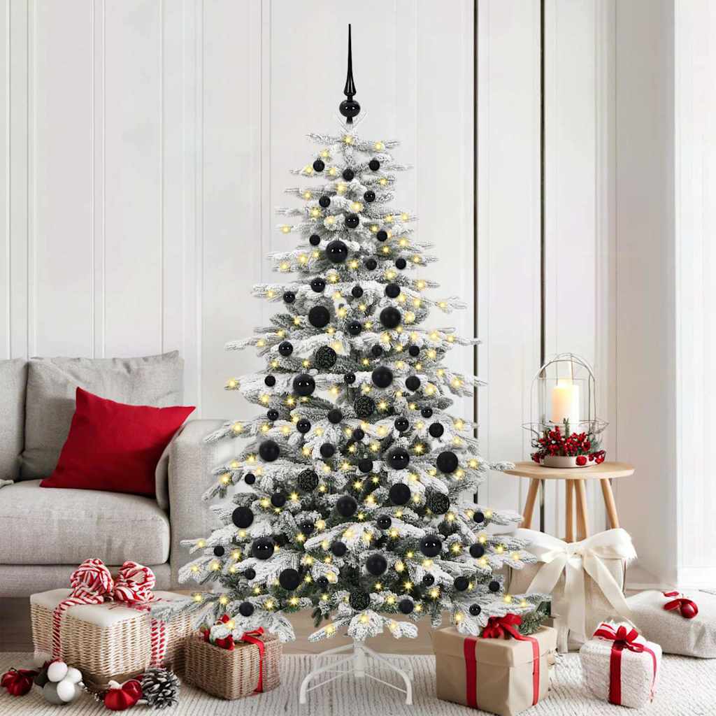60 Piece Christmas Ball Set With Peak And 150 Leds Rose Gold