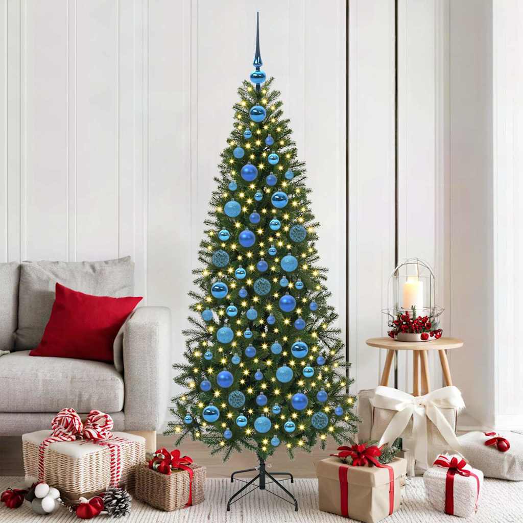 60 Piece Christmas Ball Set With Peak And 150 Leds Rose Gold