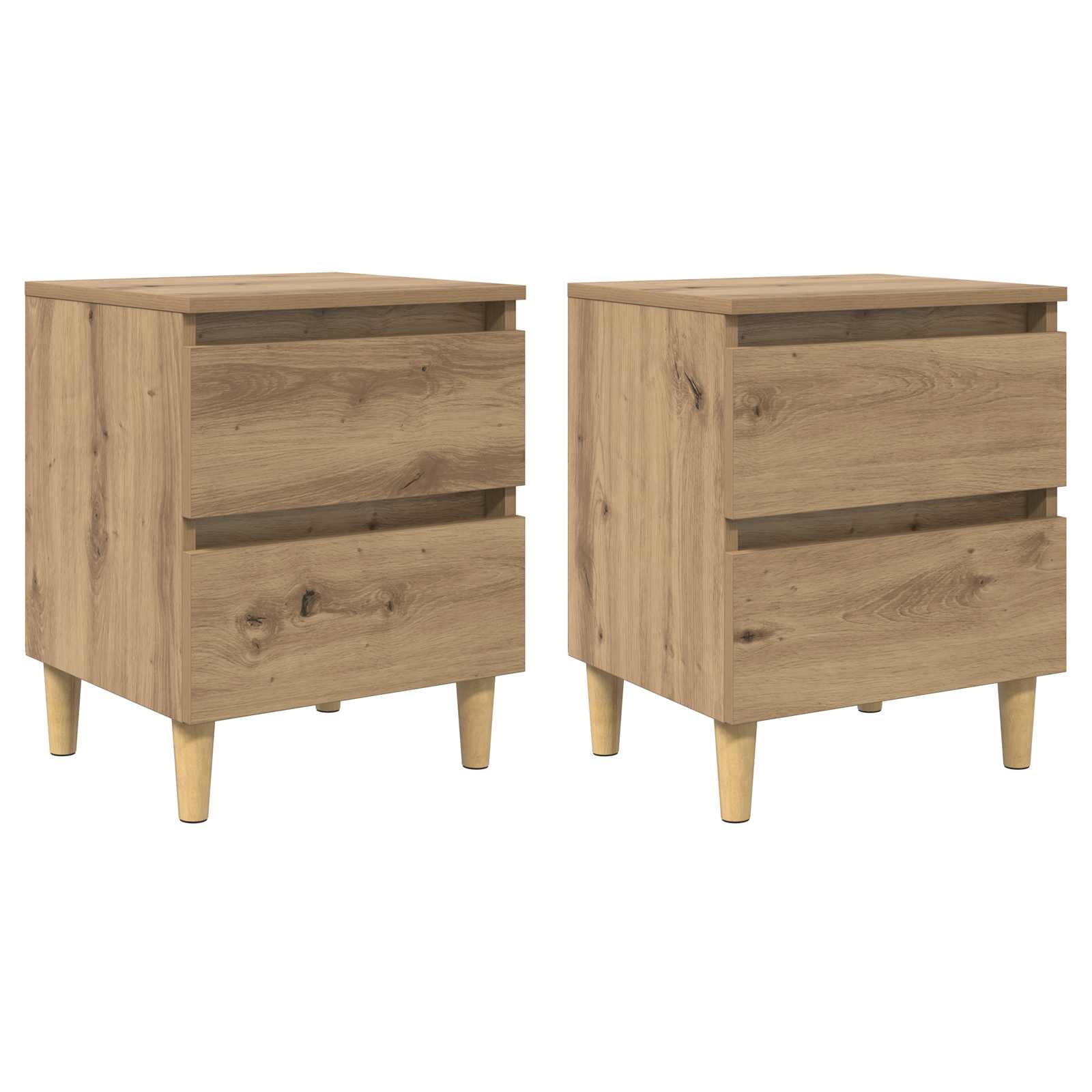 Bed Cabinet With Solid Pinewood Legs 40X35X50 Cm