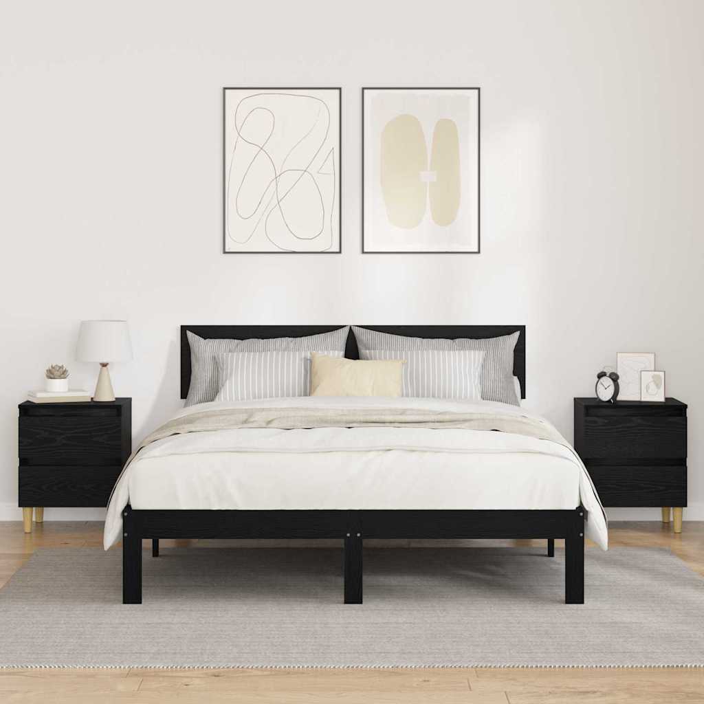 Bed Cabinet With Solid Pinewood Legs 40X35X50 Cm
