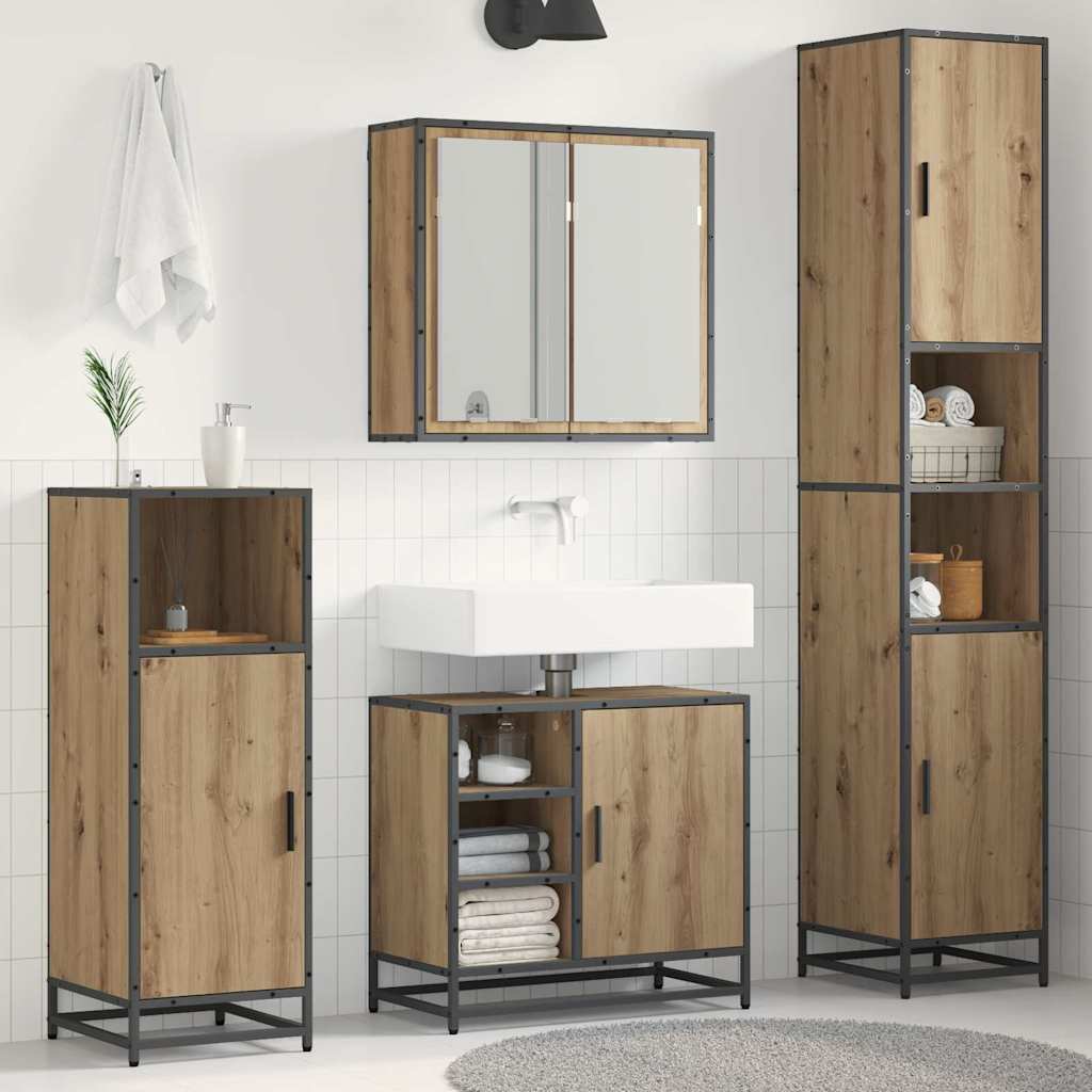 3 Piece Bathroom Furniture Set Engineered Wood