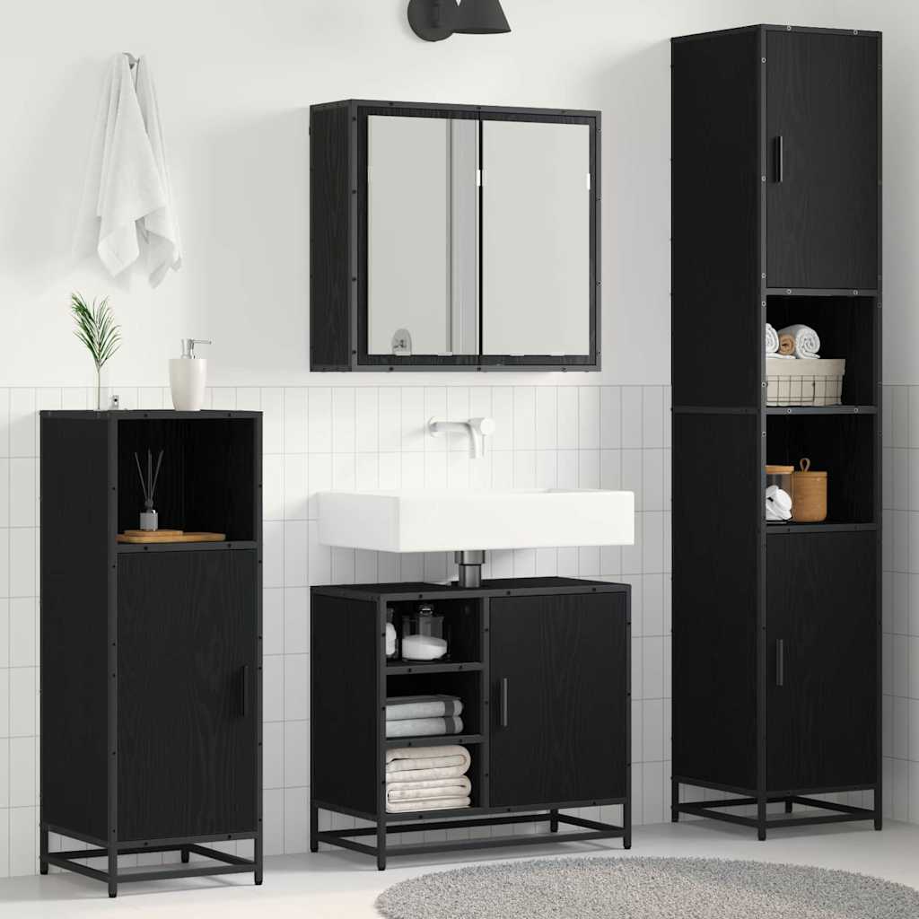 3 Piece Bathroom Furniture Set Engineered Wood