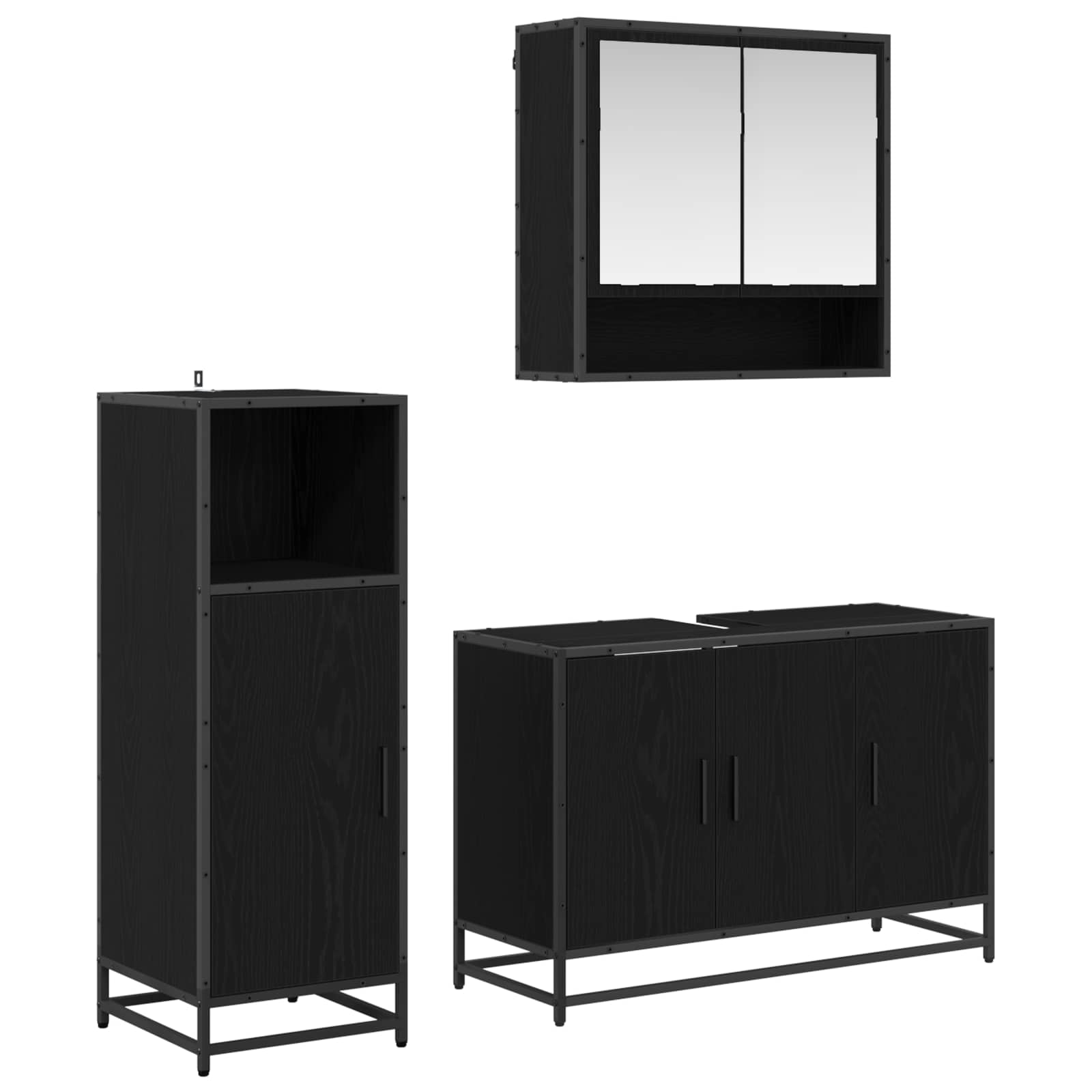 3 Piece Bathroom Furniture Set Engineered Wood