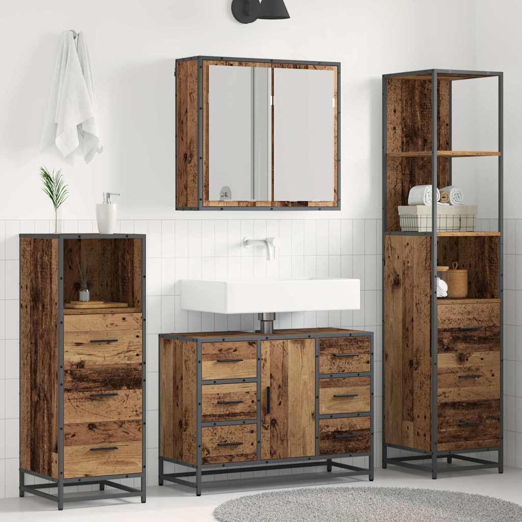 3 Piece Bathroom Furniture Set Engineered Wood