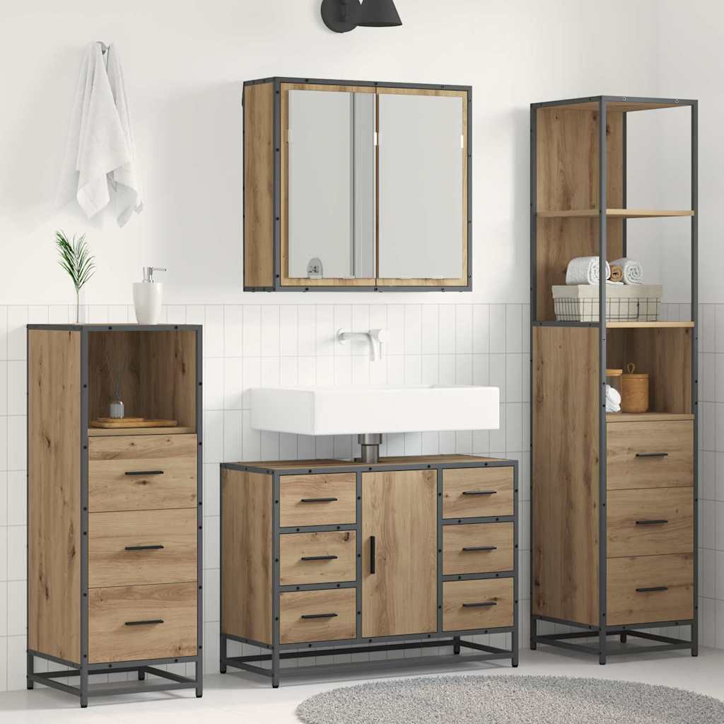3 Piece Bathroom Furniture Set Engineered Wood
