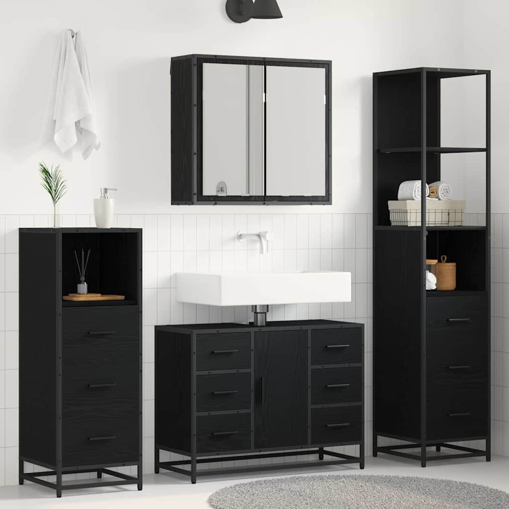 3 Piece Bathroom Furniture Set Engineered Wood