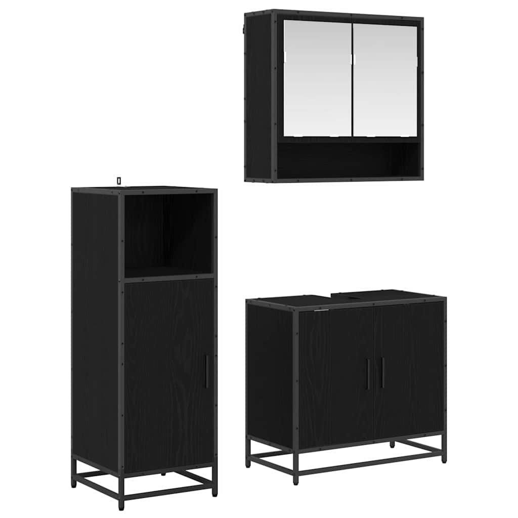 3 Piece Bathroom Furniture Set Engineered Wood
