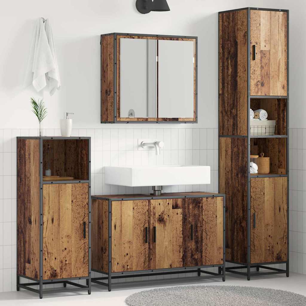 3 Piece Bathroom Furniture Set Engineered Wood