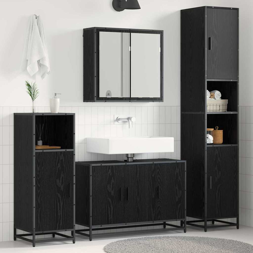 3 Piece Bathroom Furniture Set Engineered Wood