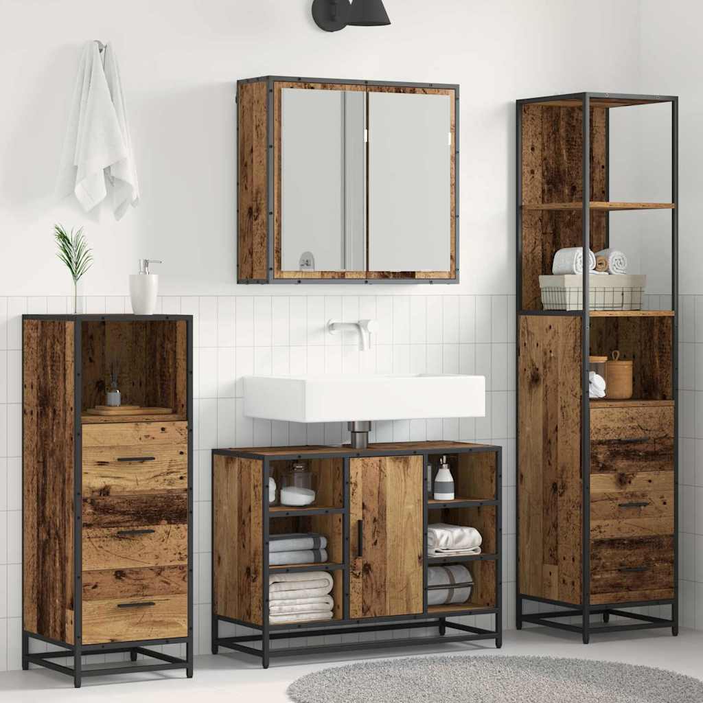 3 Piece Bathroom Furniture Set Engineered Wood