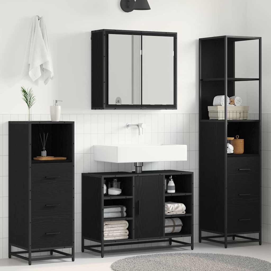 3 Piece Bathroom Furniture Set Engineered Wood