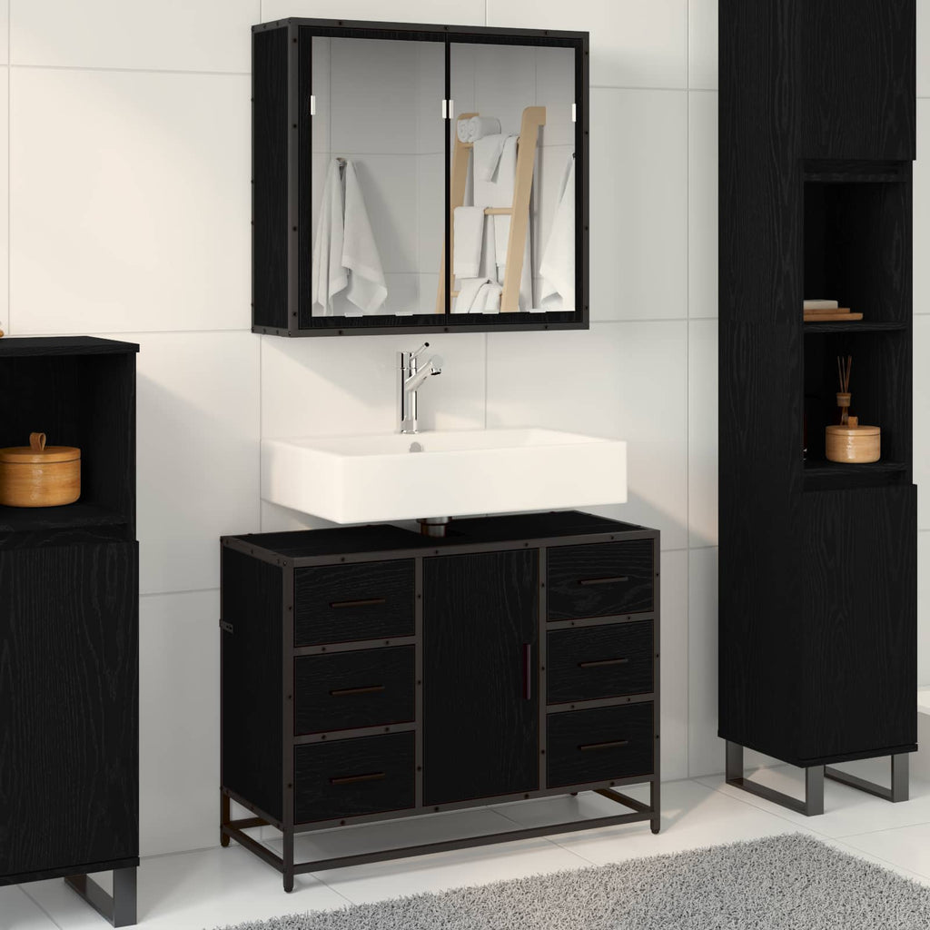 2 Piece Bathroom Furniture Set Engineered Wood