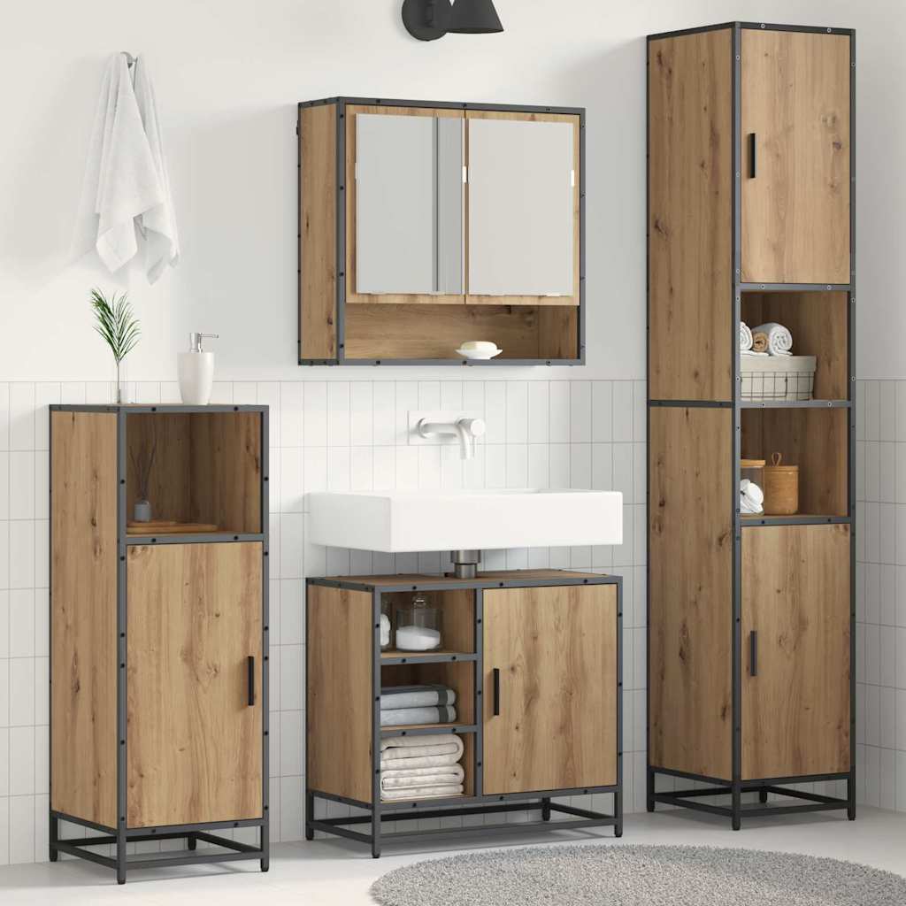 3 Piece Bathroom Furniture Set Engineered Wood