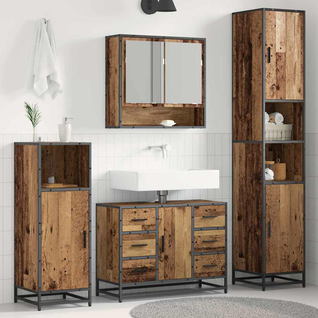 3 Piece Bathroom Furniture Set Engineered Wood