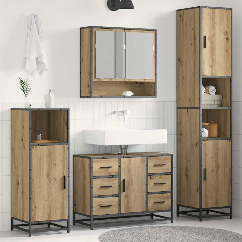 3 Piece Bathroom Furniture Set Engineered Wood