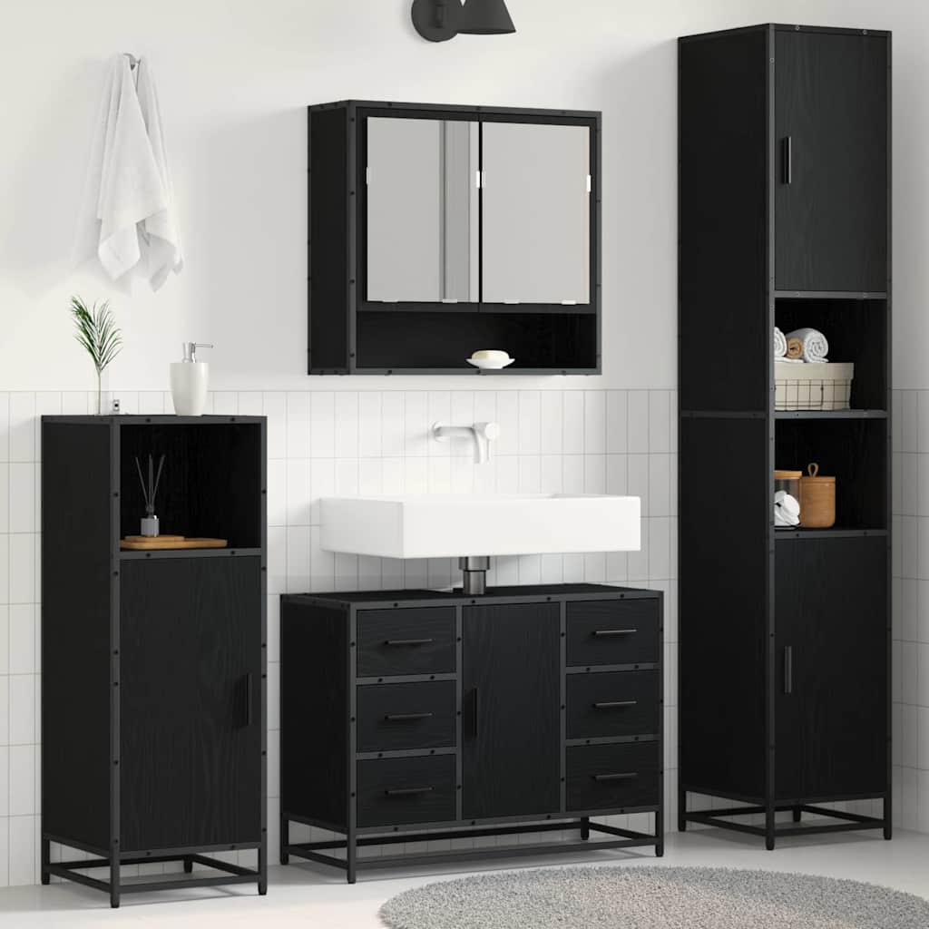 3 Piece Bathroom Furniture Set Engineered Wood