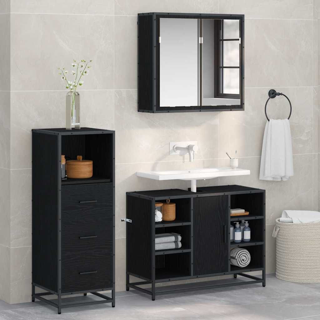 3 Piece Bathroom Furniture Set Engineered Wood