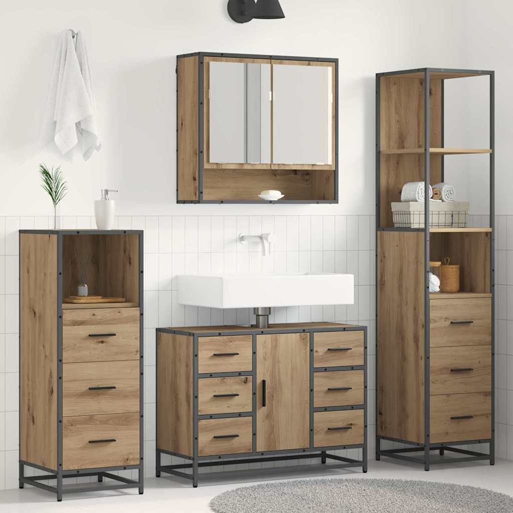 3 Piece Bathroom Furniture Set Engineered Wood