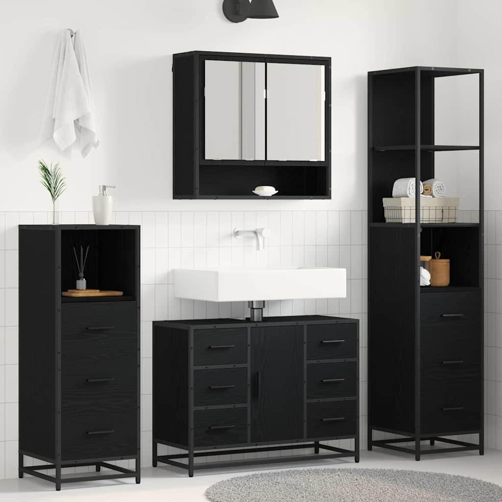3 Piece Bathroom Furniture Set Engineered Wood