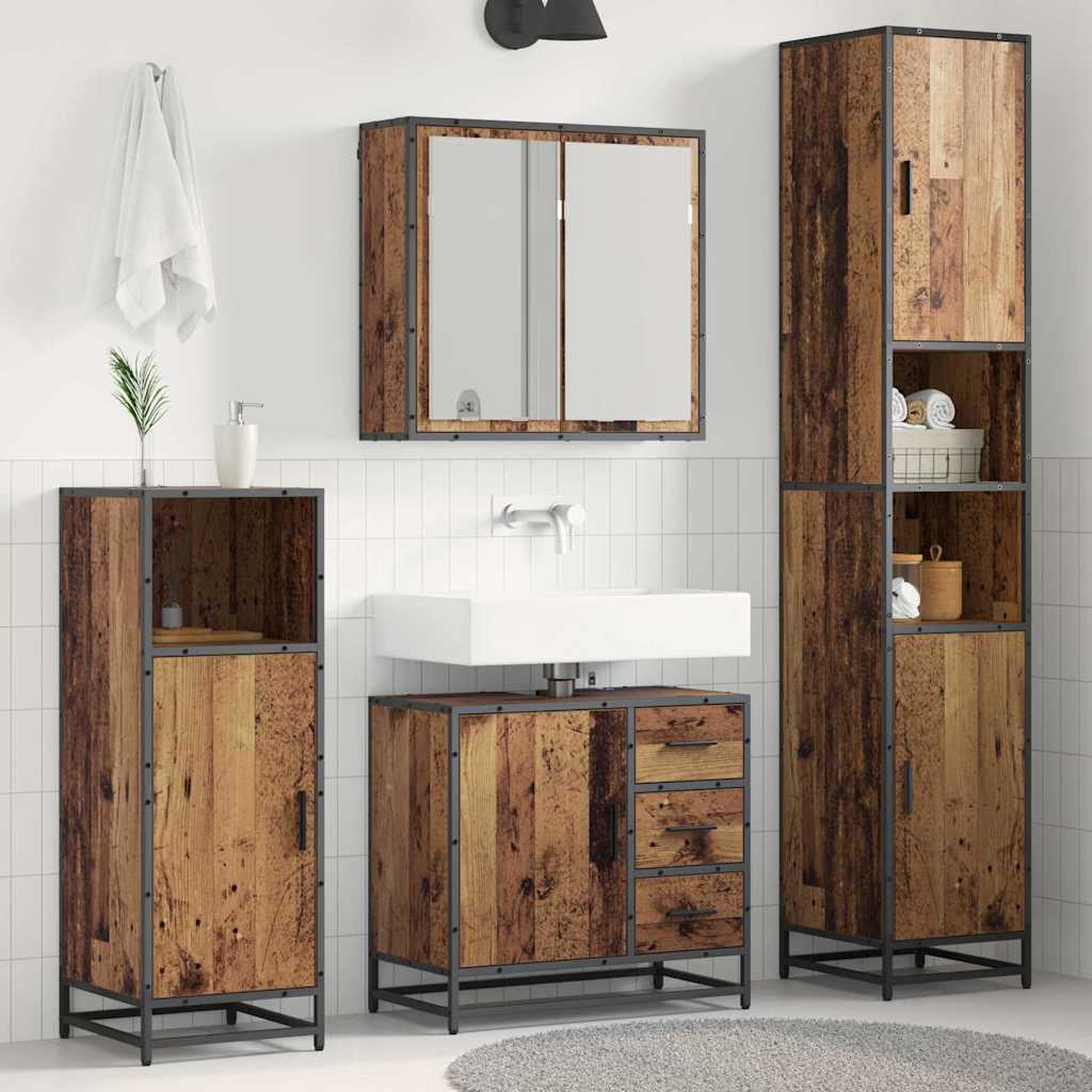 3 Piece Bathroom Furniture Set Engineered Wood