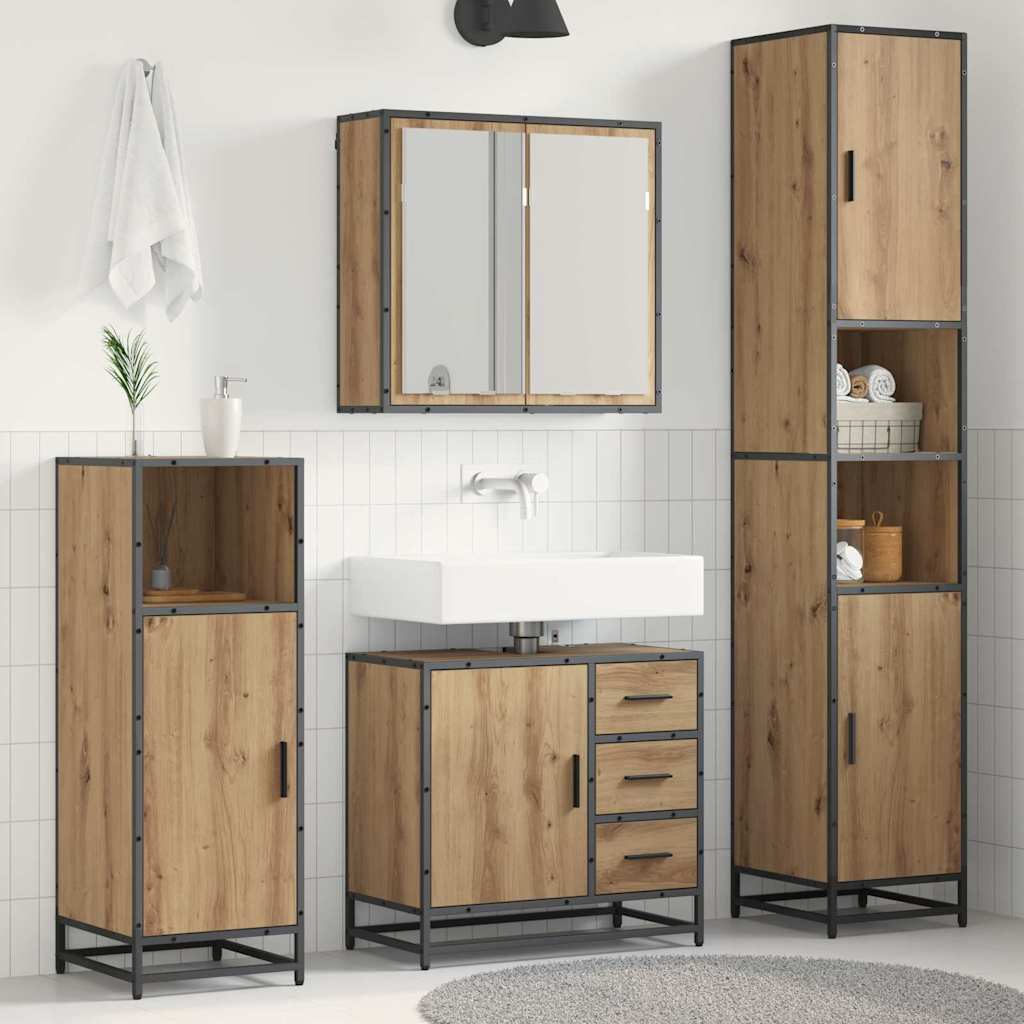 3 Piece Bathroom Furniture Set Engineered Wood