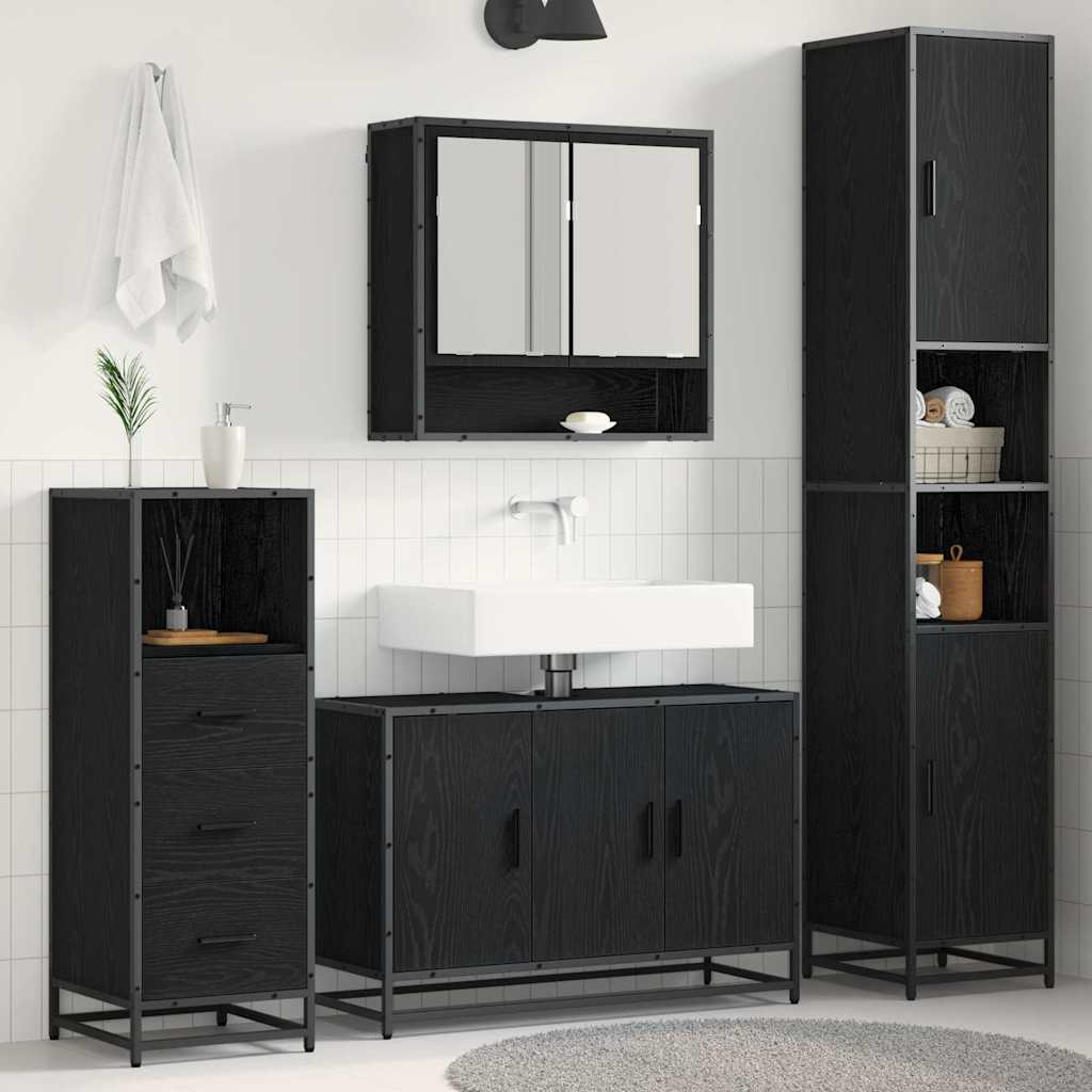 3 Piece Bathroom Furniture Set Engineered Wood