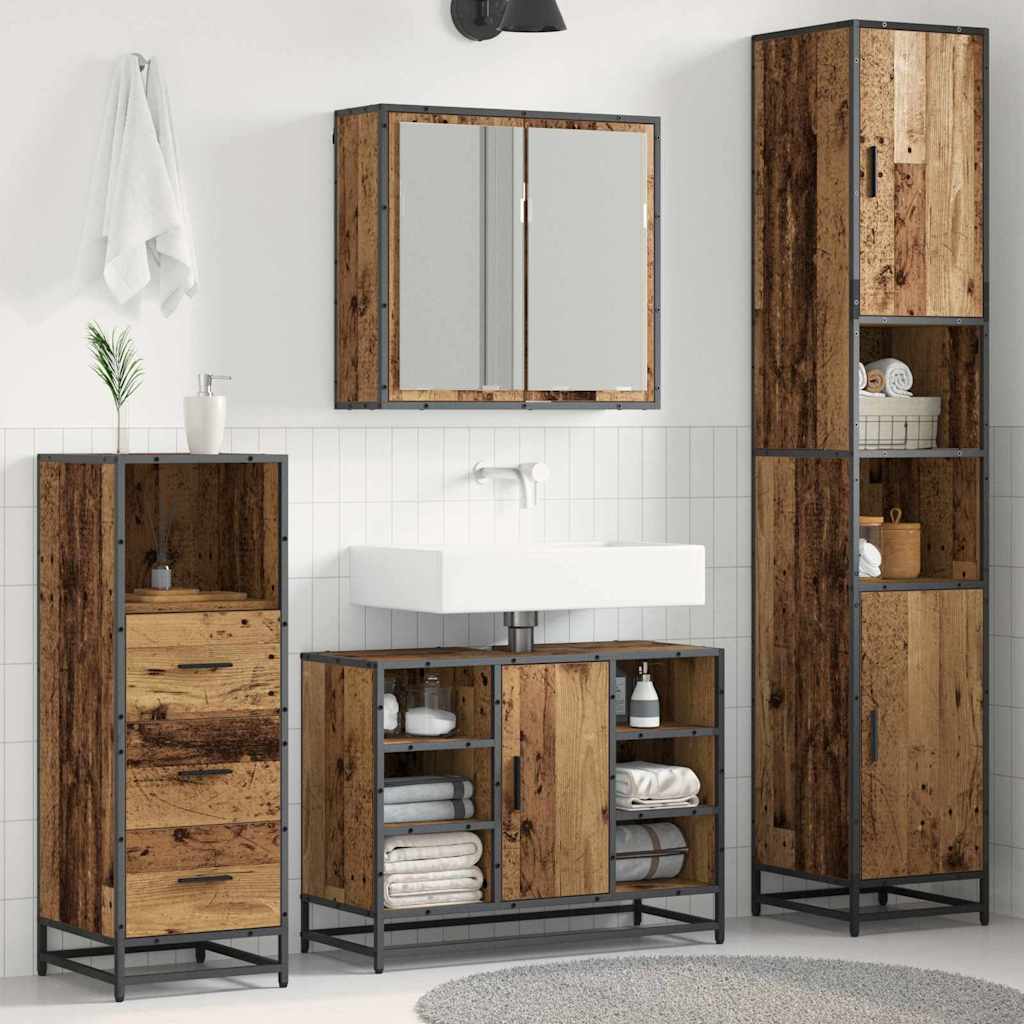 3 Piece Bathroom Furniture Set Engineered Wood