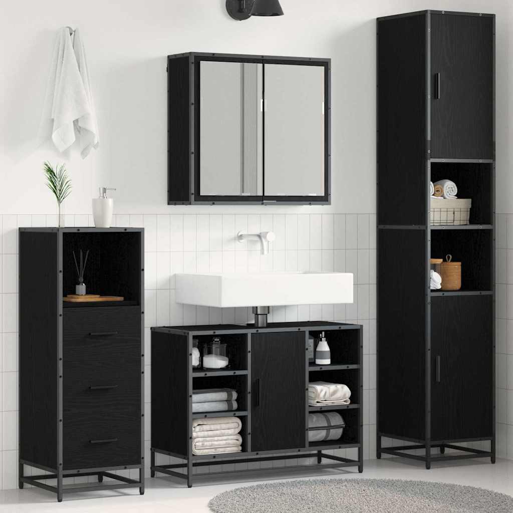 3 Piece Bathroom Furniture Set Engineered Wood