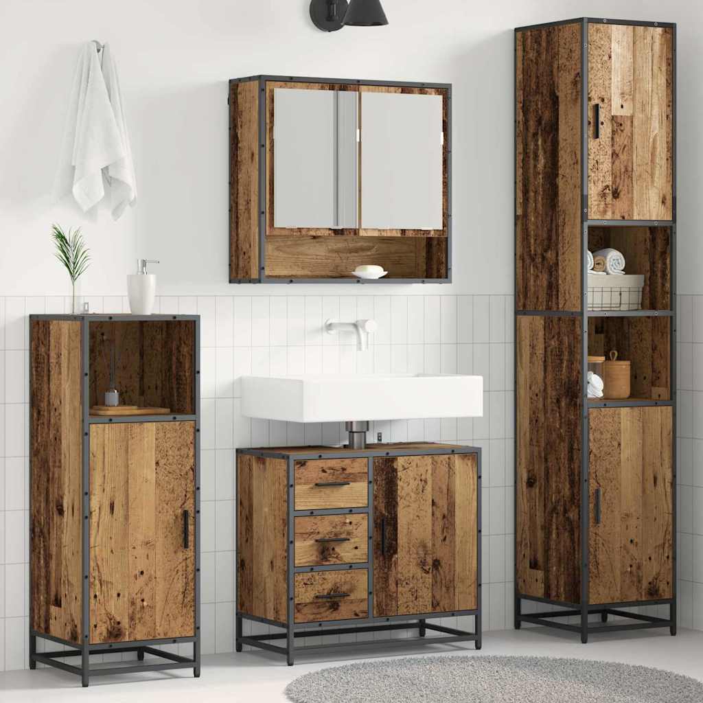 3 Piece Bathroom Furniture Set Engineered Wood