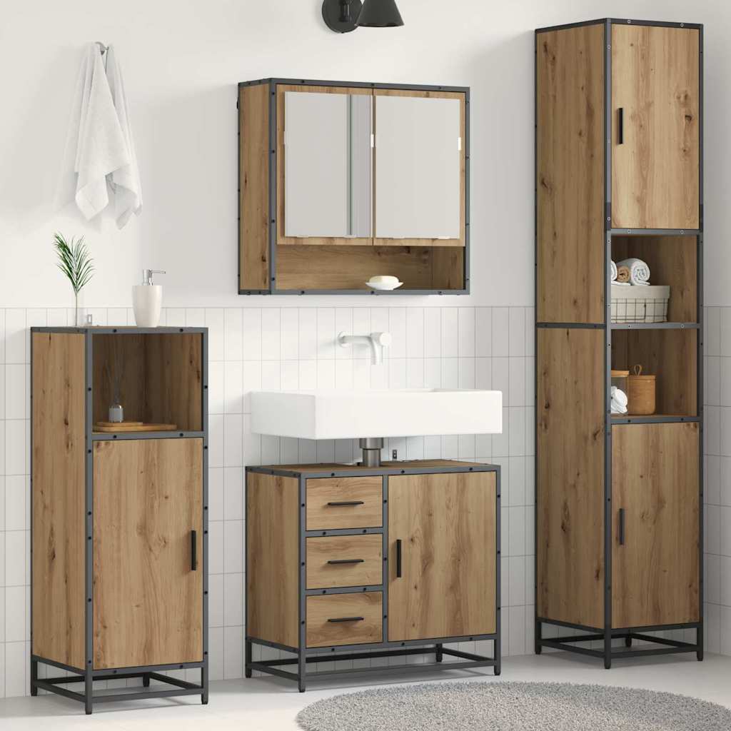 3 Piece Bathroom Furniture Set Engineered Wood