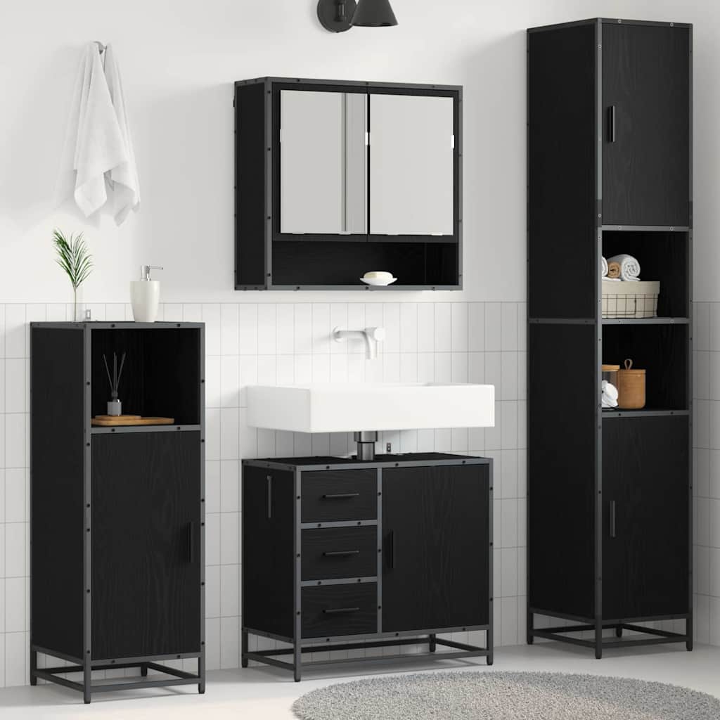 3 Piece Bathroom Furniture Set Engineered Wood