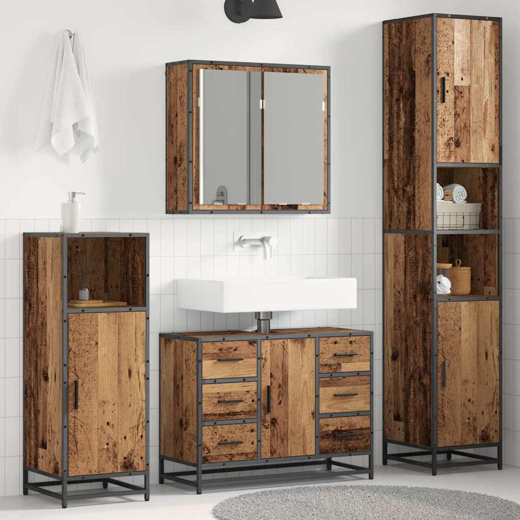 3 Piece Bathroom Furniture Set Engineered Wood