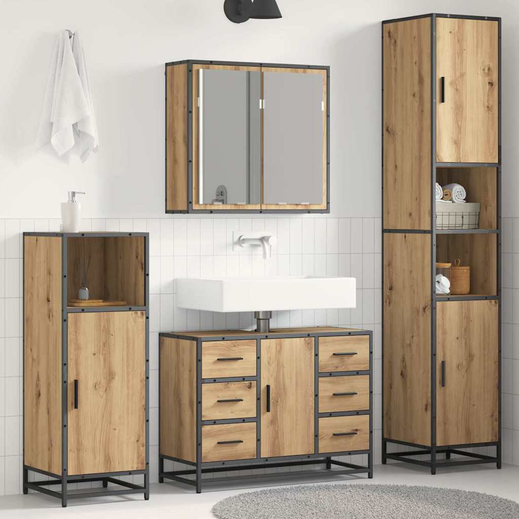 3 Piece Bathroom Furniture Set Engineered Wood