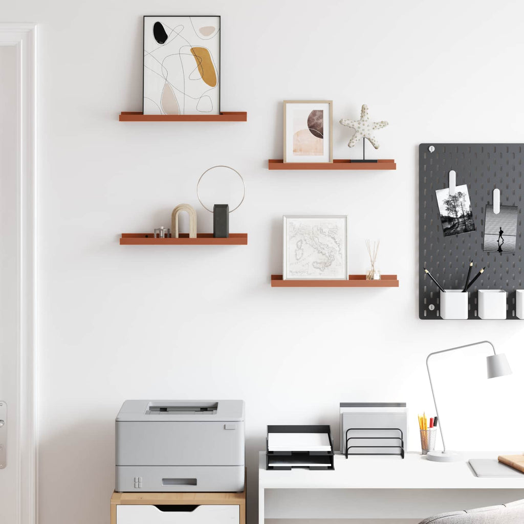 Wall Shelf Set of 4 Floating Shelves Engineered Wood Display Storage