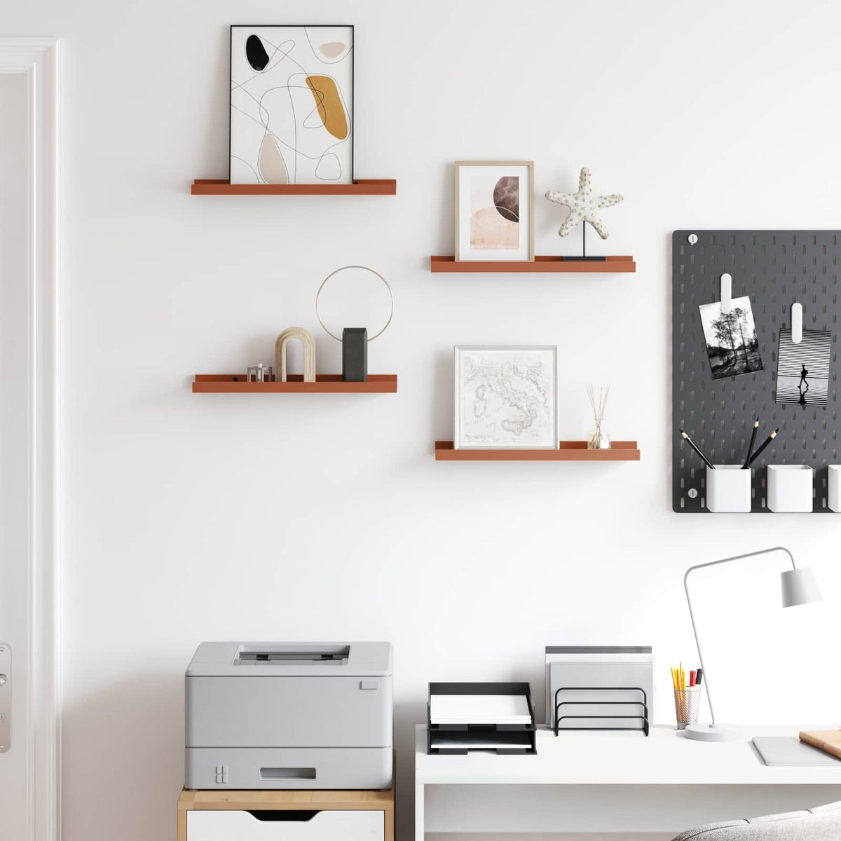 Wall Shelf Set of 4 Floating Shelves Engineered Wood Display Storage