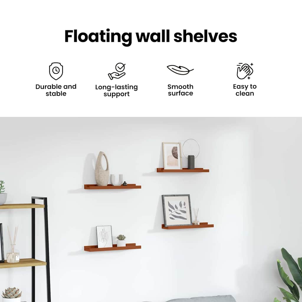 Wall Shelf With Shelf 4 Pcs Enginee Wood