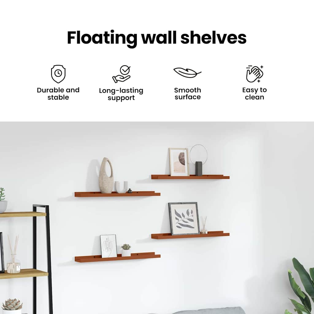 Wall Shelf With Shelf 4 Pcs Enginee Wood