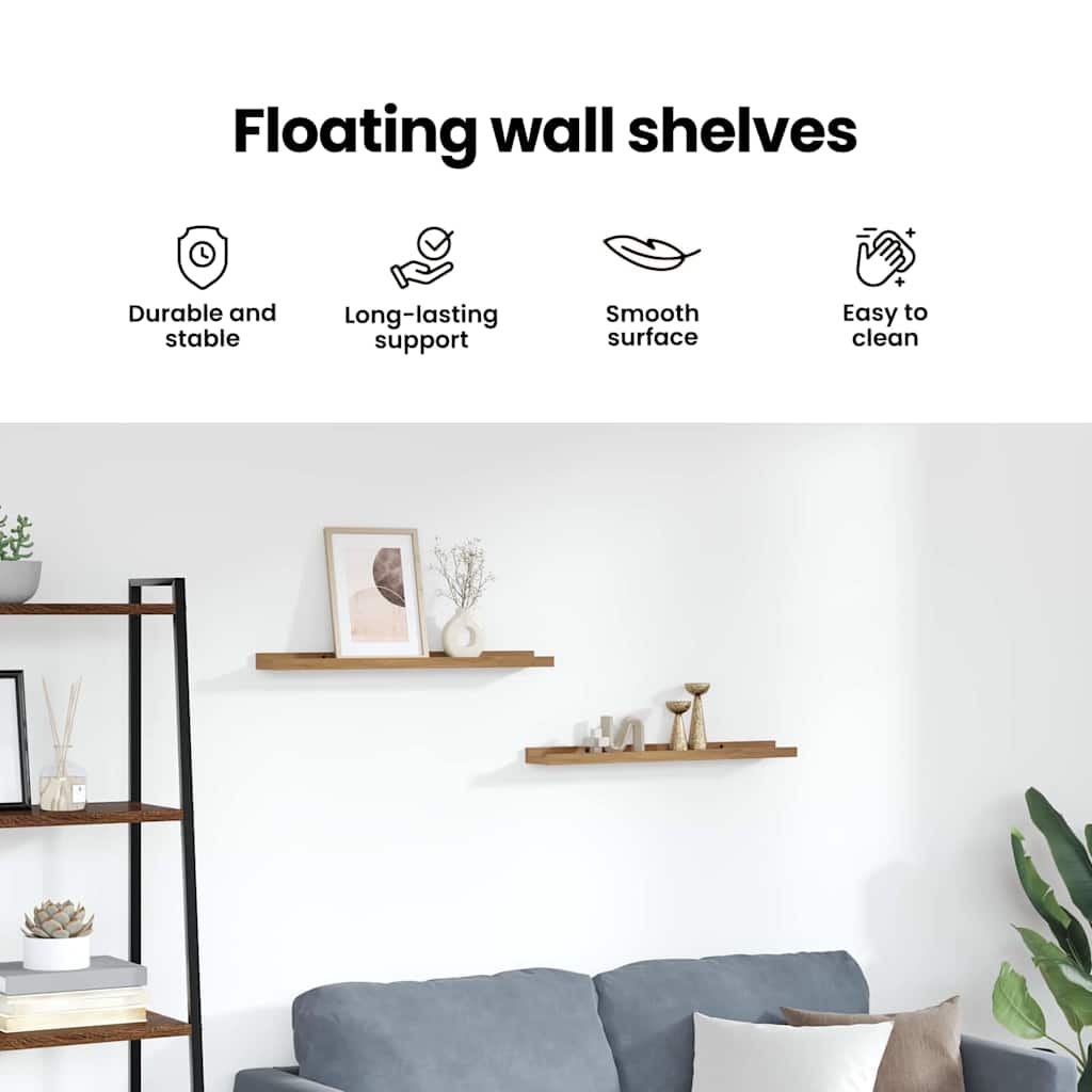 Wall Shelf With Shelf 2 Pcs Engineered Wood