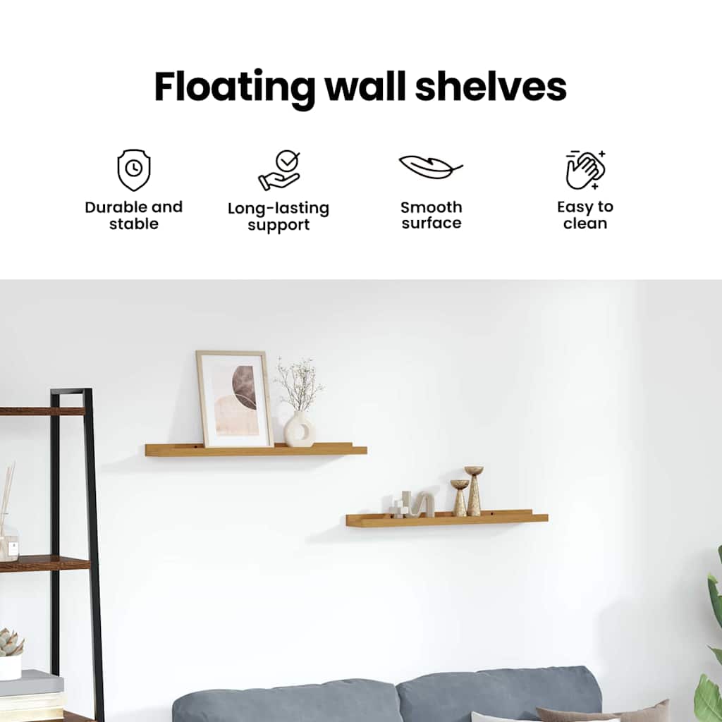 Wall Shelf With Shelf 2 Pcs Engineered Wood