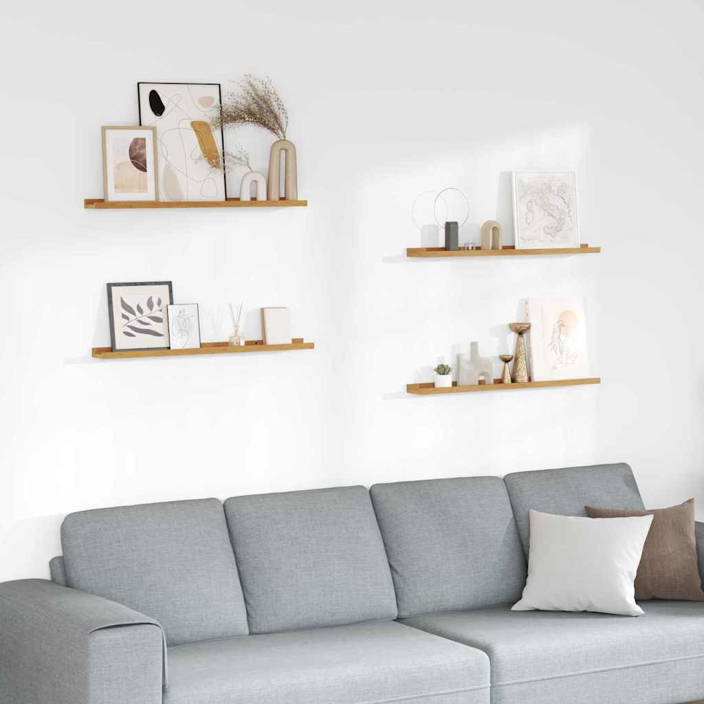 Wall Shelf 4pc Floating Set 80cm Beige Engineered Wood Storage Shelves 80 cm