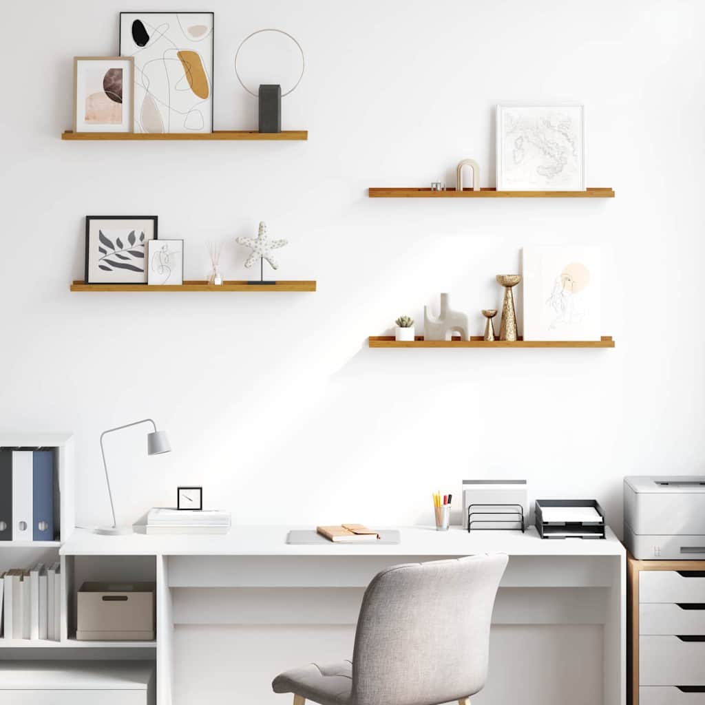 Wall Shelf 4pc Floating Set 80cm Beige Engineered Wood Storage Shelves 80 cm